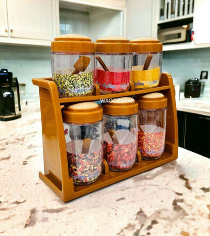 Spice Rack With 6 Airtight Jars