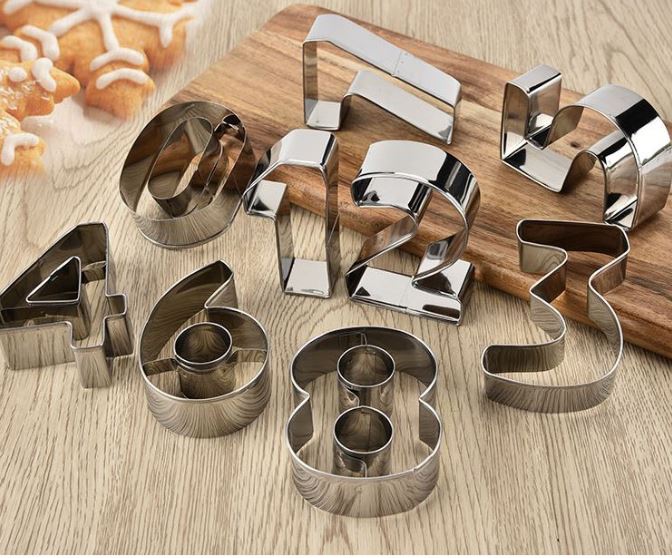 Large number cutter set numeric stainless steel cookie cutter set numbers fondant cutting tool