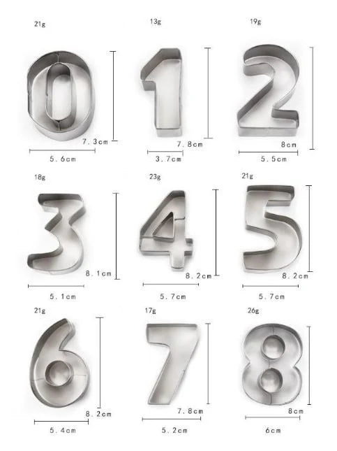Large number cutter set numeric stainless steel cookie cutter set numbers fondant cutting tool