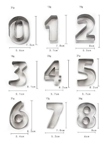Large number cutter set numeric stainless steel cookie cutter set numbers fondant cutting tool