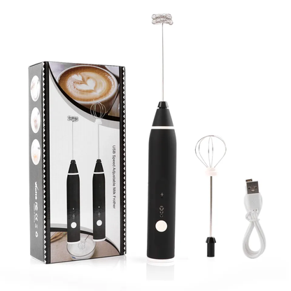 Coffee moka foamer maker with grinder and electric milk frother handheld milk foamer mini coffee/milk frother (black Color)