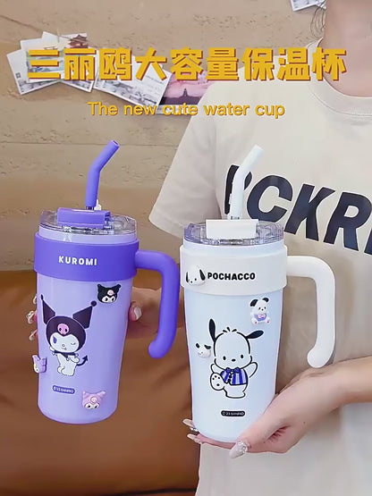 Stainless steel thermos cup double layer vacuum insulated tumbler straw thermos cup For Kids Purple color