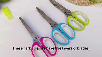 High Quality 7 Inch Multi-Layers Kitchen Scissors With Washing Comb Paper Cutting Scissors Kitchen Cutter Salad Veggie Scissors