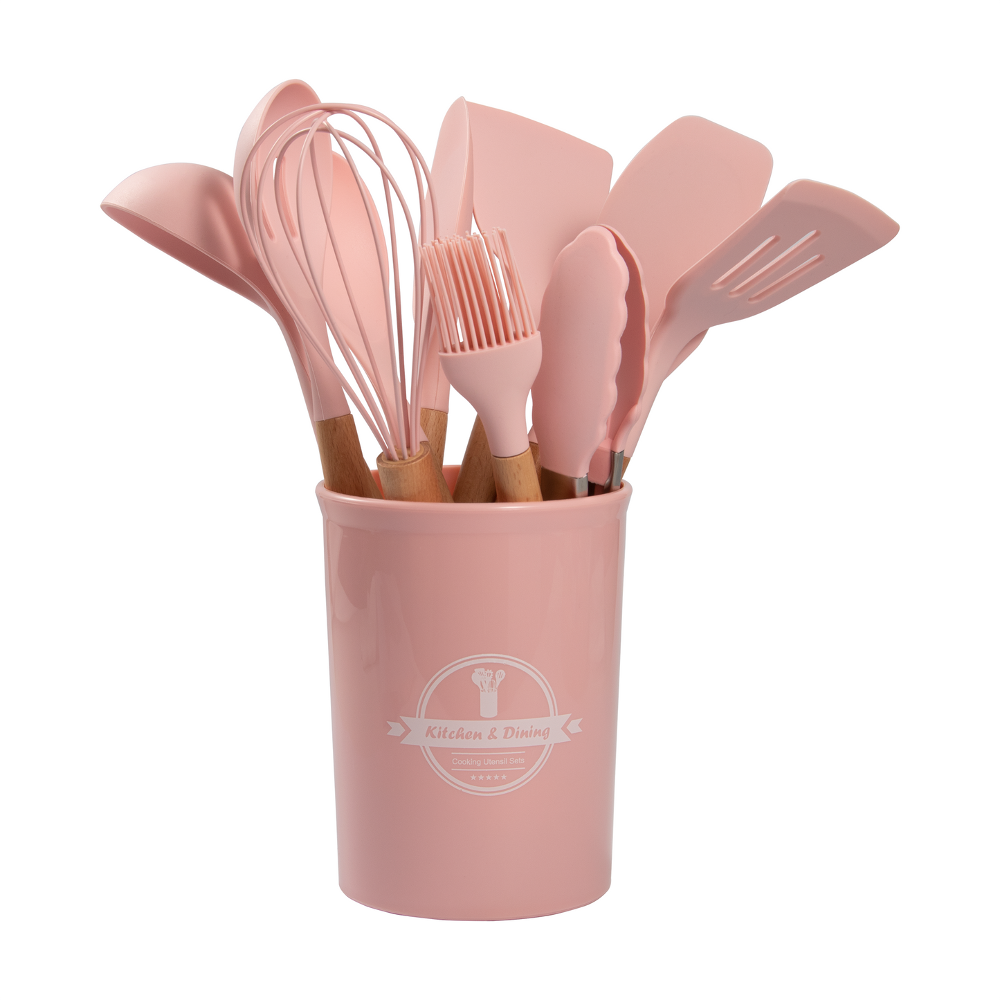 Hot Sale 12 Pieces Silicone Kitchen Accessories Cooking Tools Kitchen Spatula Utensils Sets With Wooden Handle