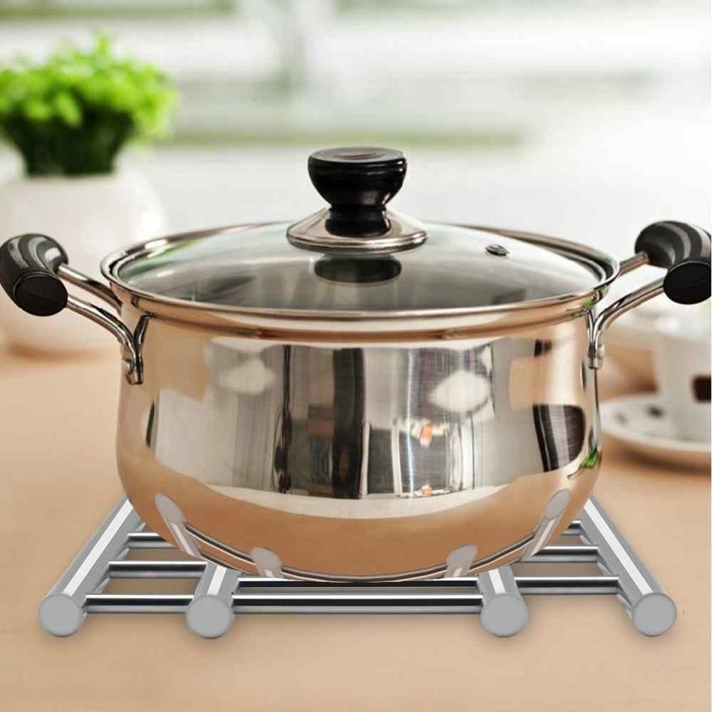 Creative stretch design Stainless Steel Pot Mat Pads Foldable Drying Rack coasters pot holders Square Anti-hot kitchen table mat
